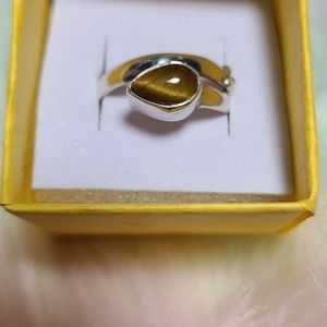 Cat's Eye Silver Wrap Ring Size 8.5
